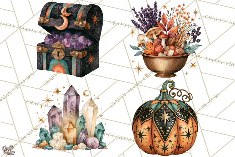 Vintage Witch Apothecary Clipart PNG, Halloween Magic