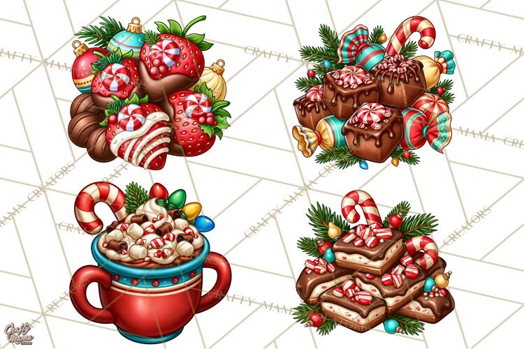Cocoa Christmas Clipart, Chocolate Coffee Holiday PNG example image 1