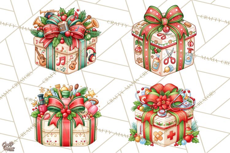 Sports & Occupations Christmas Gifts Clipart example image 1