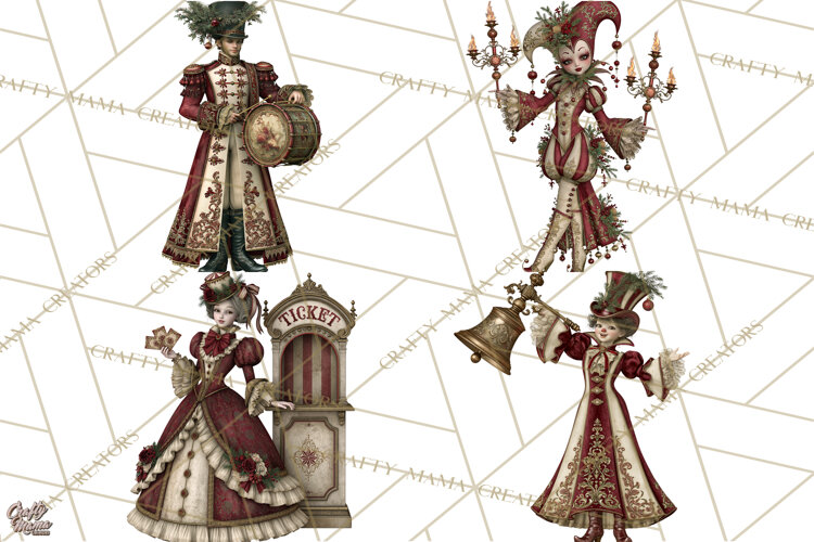 Christmas Circus Clipart, Vintage Christmas Circus PNG example image 1