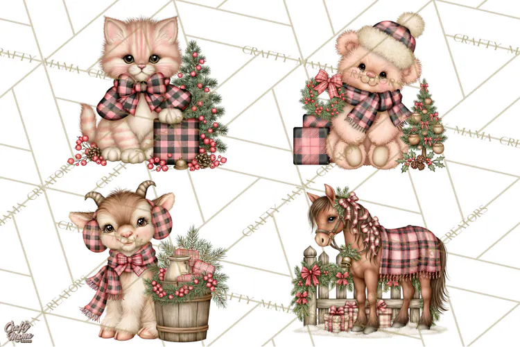 Buffalo Plaid Christmas PNG Clipart