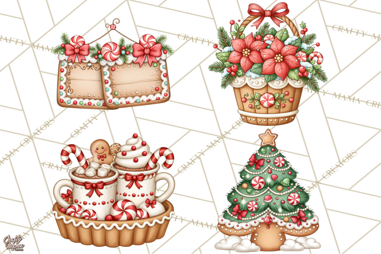 Downtown Gingerbread Town Accessories Clipart PNG