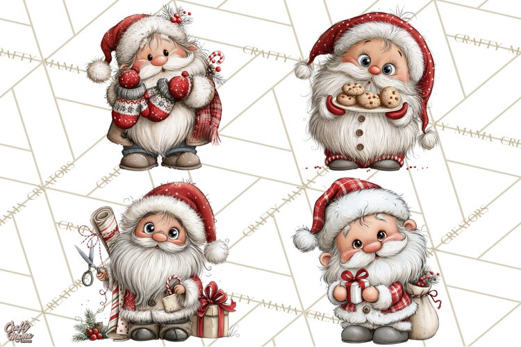 Santa Christmas Clipart, Cute Whimsical Santa PNG, Christmas example image 1