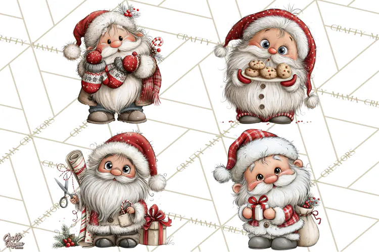 Santa Christmas Clipart, Cute Whimsical Santa PNG, Christmas