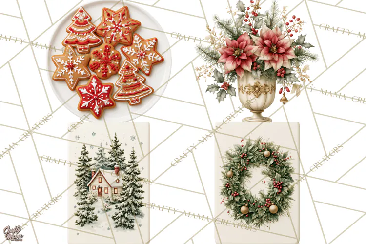Christmas Mahjong Clipart, Holiday Mahjong Tiles PNG