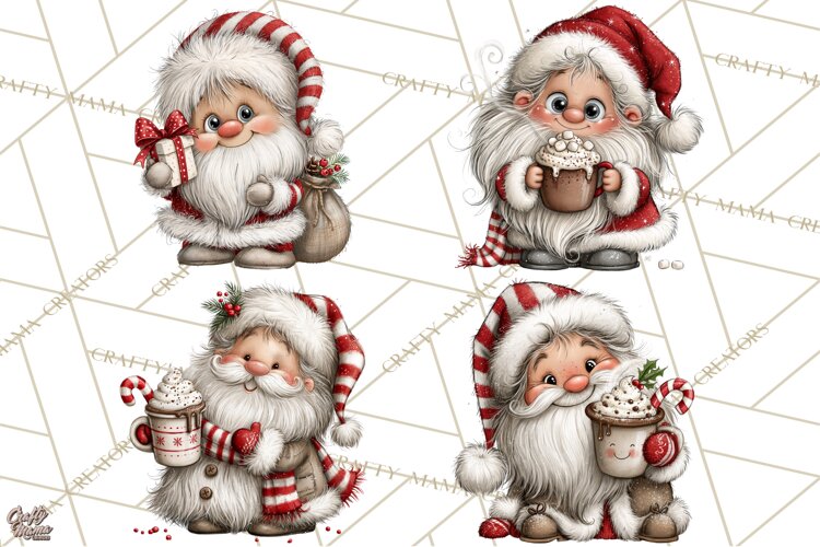 Santa Christmas Clipart, Cute Whimsical Santa PNG, Christmas example image 1