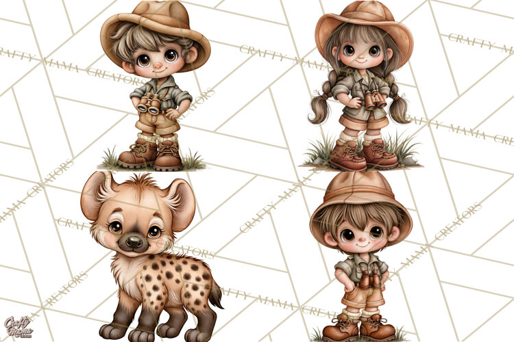 Safari Clipart African Animals Watercolor PNG example image 1