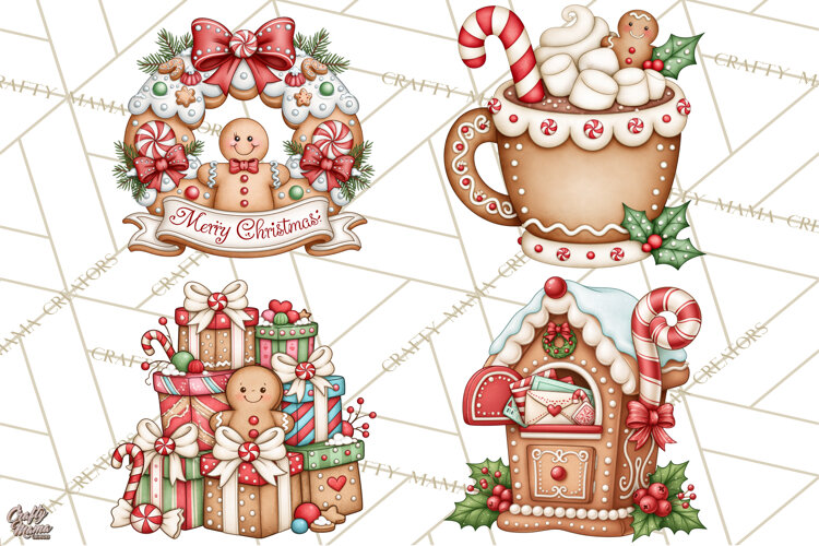 Downtown Gingerbread Town Accessories Clipart PNG example image 1