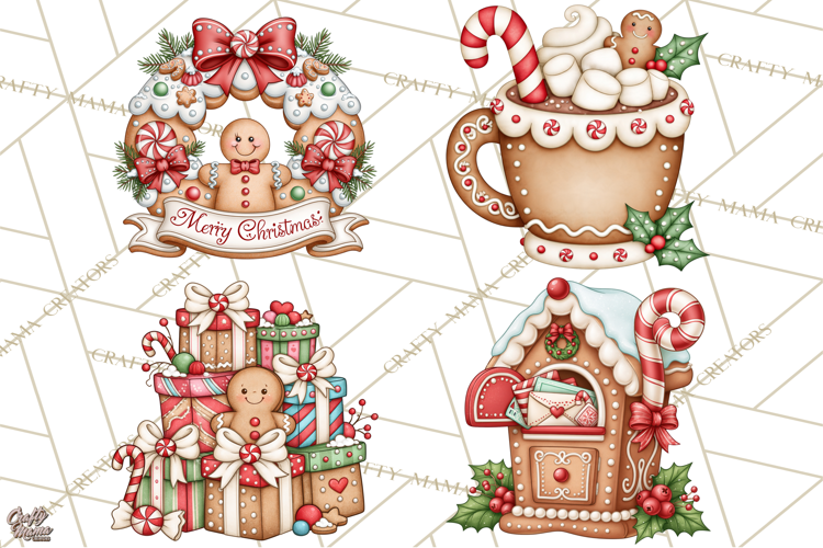 Downtown Gingerbread Town Accessories Clipart PNG