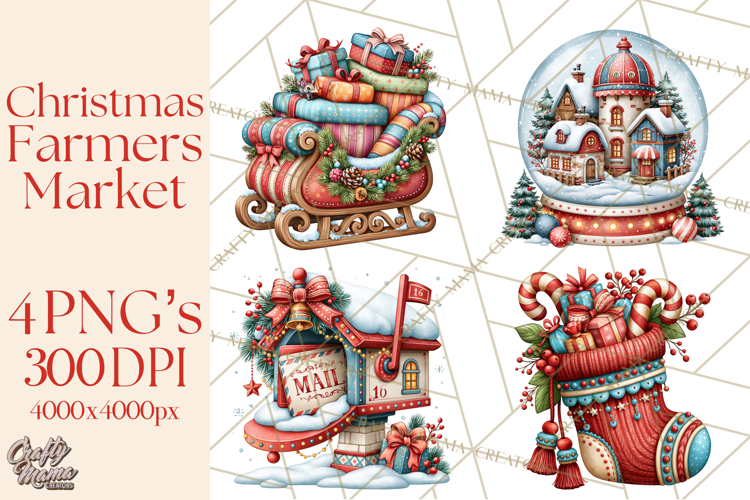 Christmas Farmers Market PNG Illustrations
