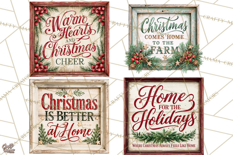 Farmhouse Christmas Signs PNG example image 1