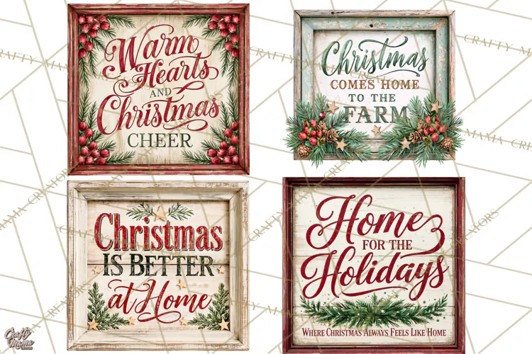 Farmhouse Christmas Signs PNG