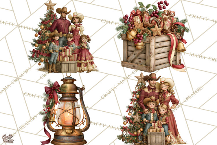 Western Christmas Clipart PNG, Cowboy Christmas, Rustic example image 1
