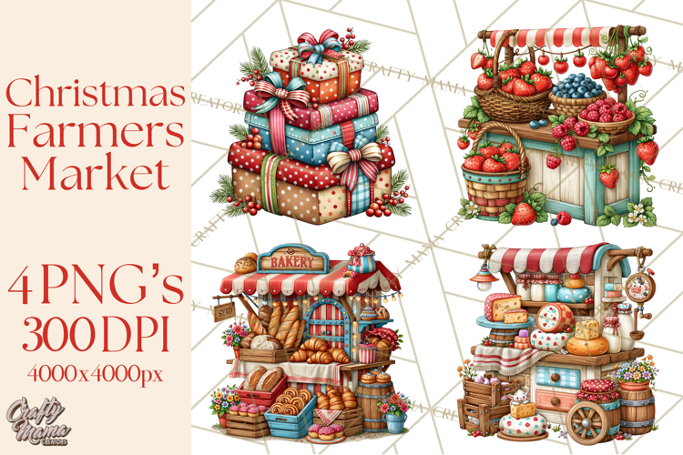 Christmas Farmers Market PNG Illustrations