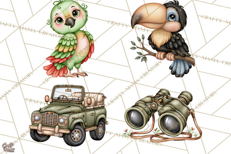Safari Clipart African Animals Watercolor PNG example image 1