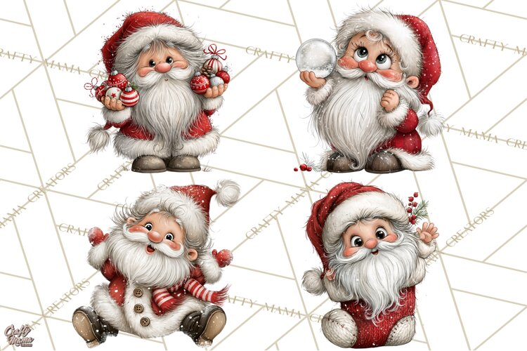 Santa Christmas Clipart, Cute Whimsical Santa PNG, Christmas example image 1