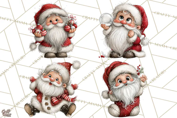 Santa Christmas Clipart, Cute Whimsical Santa PNG, Christmas