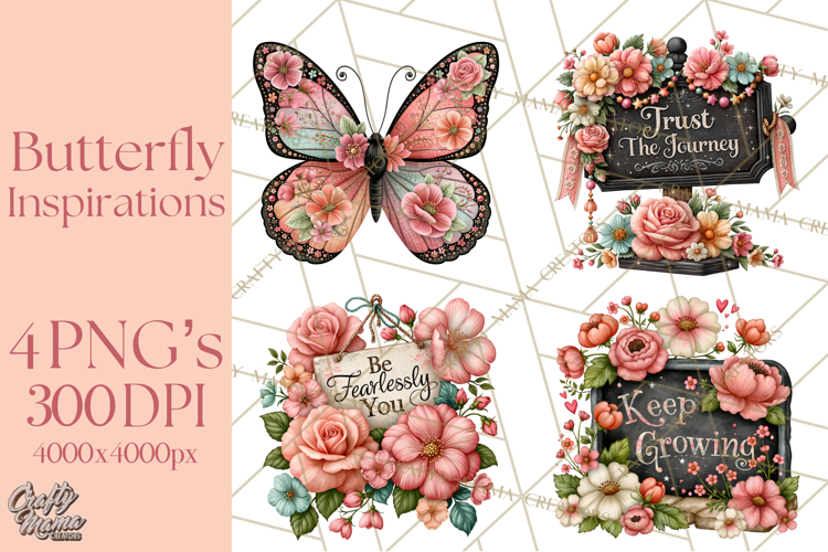 Inspirational Butterfly Sign Clipart PNG
