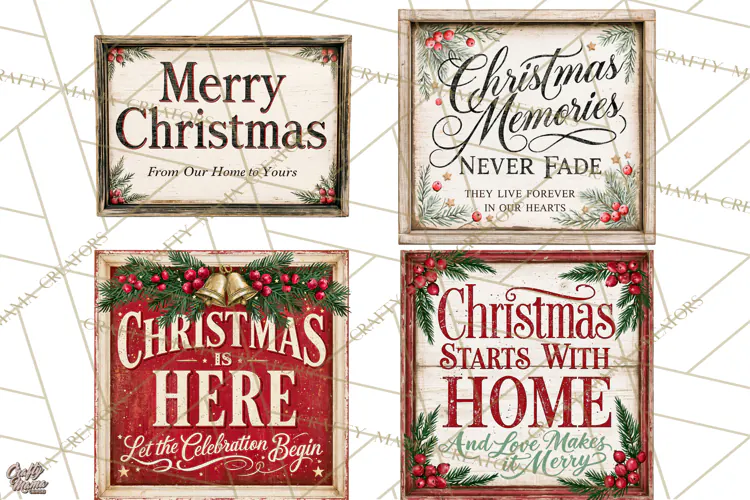 Farmhouse Christmas Signs PNG