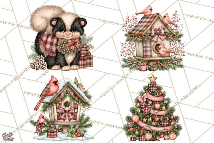 Buffalo Plaid Christmas PNG Clipart example image 1