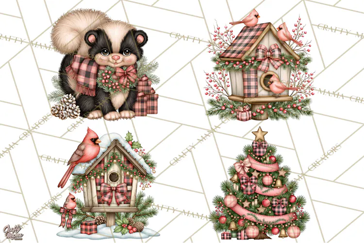 Buffalo Plaid Christmas PNG Clipart