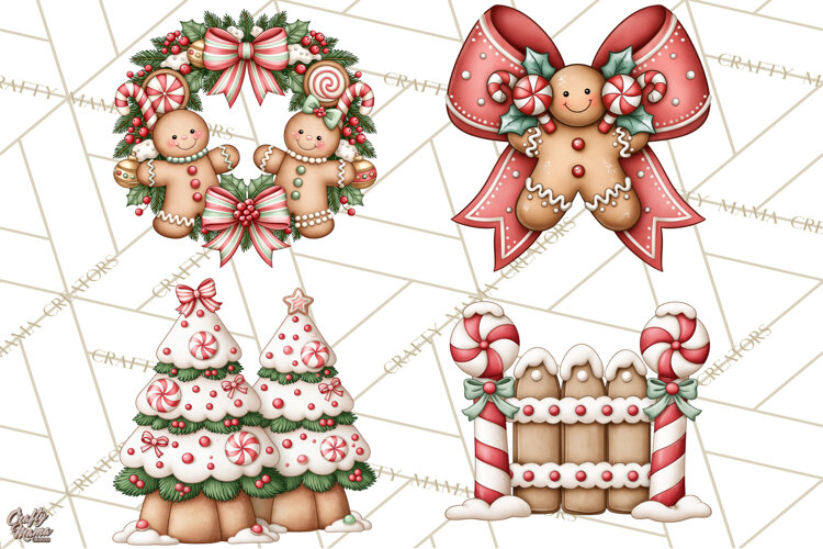 Downtown Gingerbread Town Accessories Clipart PNG example image 1