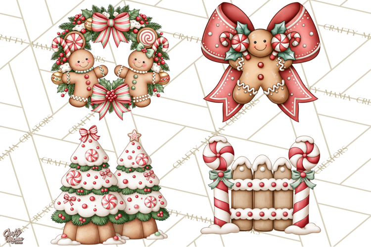 Downtown Gingerbread Town Accessories Clipart PNG