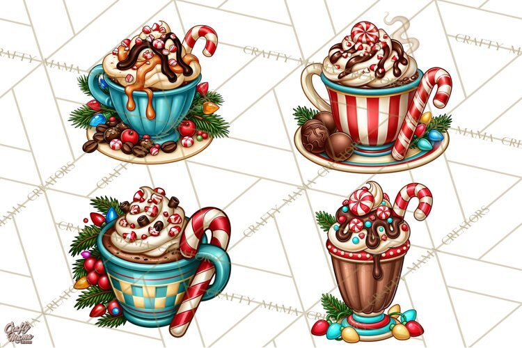 Cocoa Christmas Clipart, Chocolate Coffee Holiday PNG example image 1