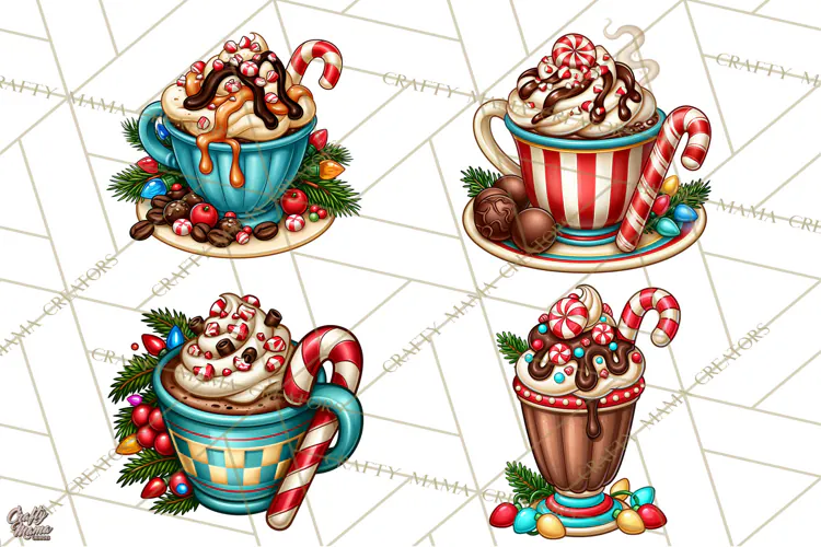 Cocoa Christmas Clipart, Chocolate Coffee Holiday PNG