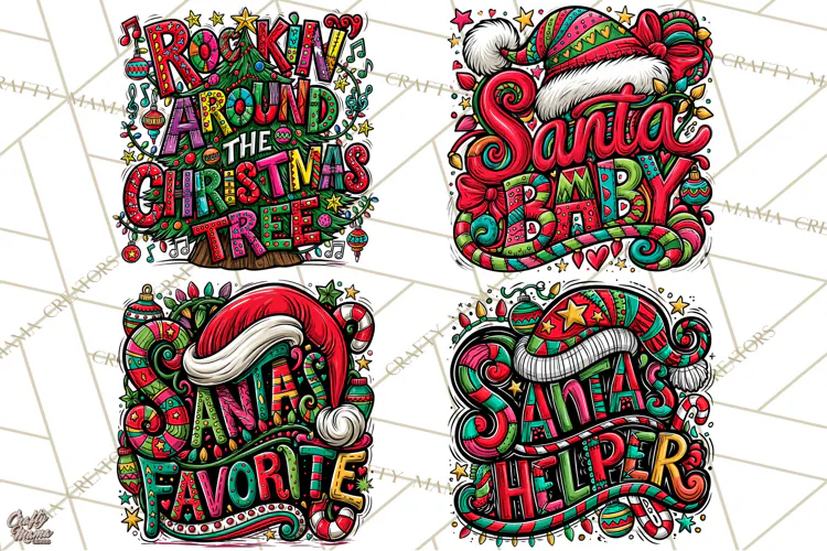 Whimsical Christmas Shirt Graphic PNG Holiday Doodle Quote