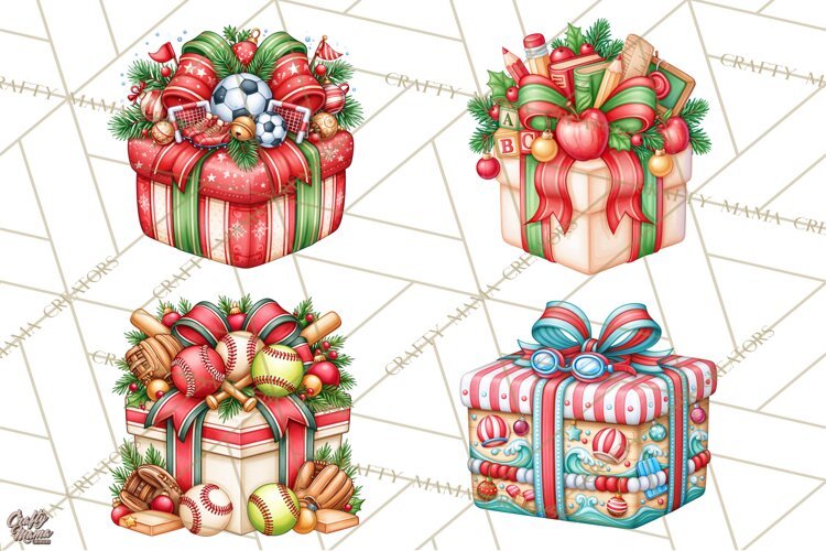 Sports & Occupations Christmas Gifts Clipart example image 1
