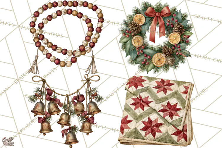 Vintage Farmhouse Christmas Decor PNG