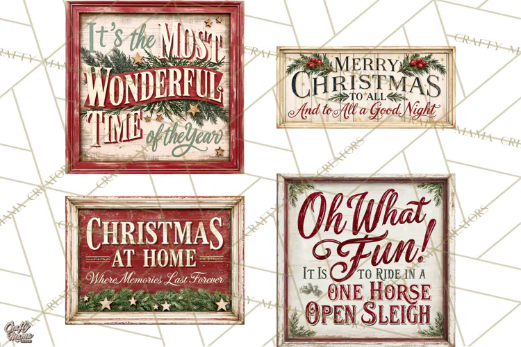 Farmhouse Christmas Signs PNG