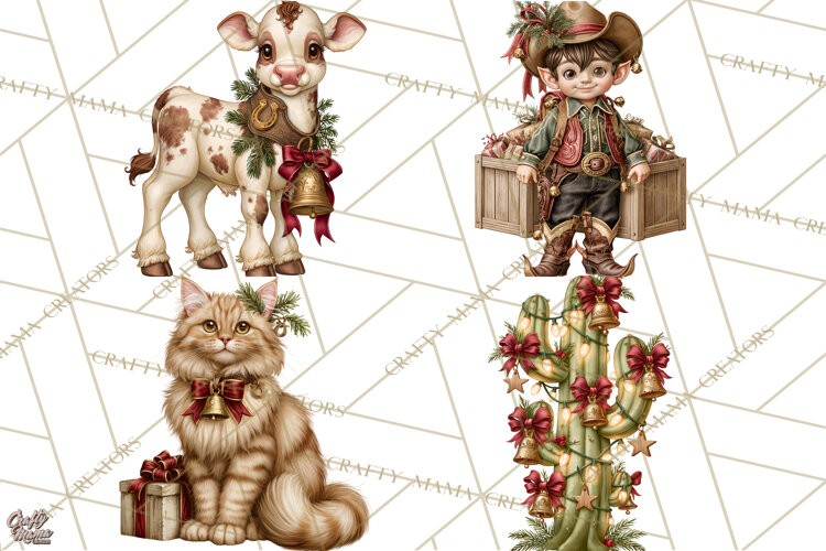 Western Christmas Clipart PNG, Cowboy Christmas, Rustic example image 1