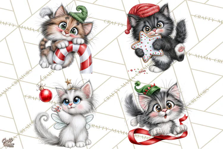 Christmas Cat Clipart PNG, Funny Kitten Christmas