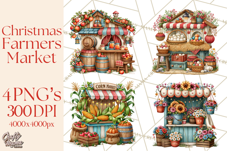 Christmas Farmers Market PNG Illustrations