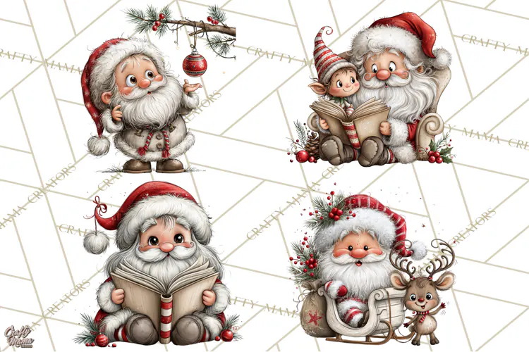 Santa Christmas Clipart, Cute Whimsical Santa PNG, Christmas