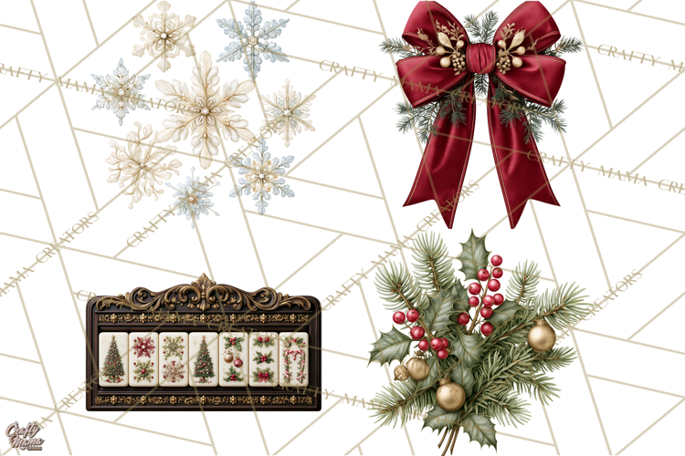 Christmas Mahjong Clipart, Holiday Mahjong Tiles PNG