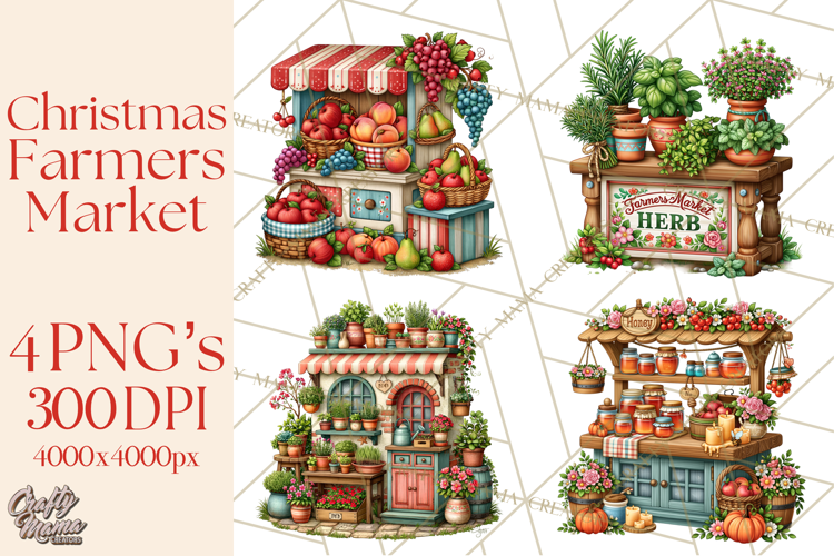 Christmas Farmers Market PNG Illustrations