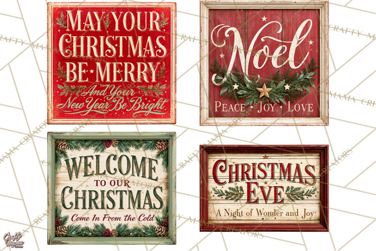 Farmhouse Christmas Signs PNG example image 1
