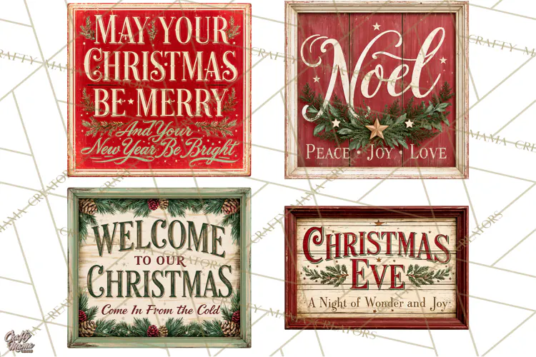 Farmhouse Christmas Signs PNG