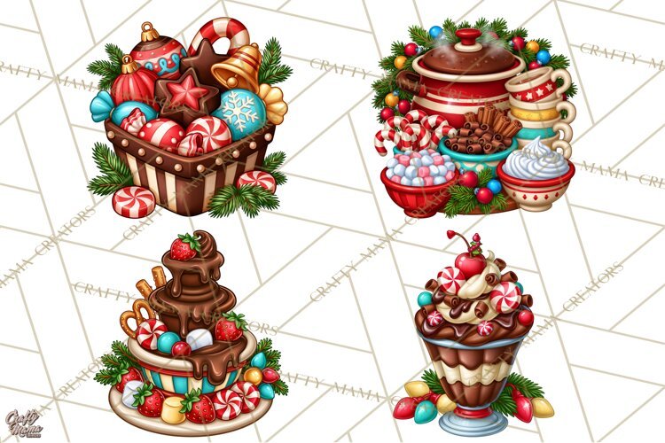 Cocoa Christmas Clipart, Chocolate Coffee Holiday PNG example image 1