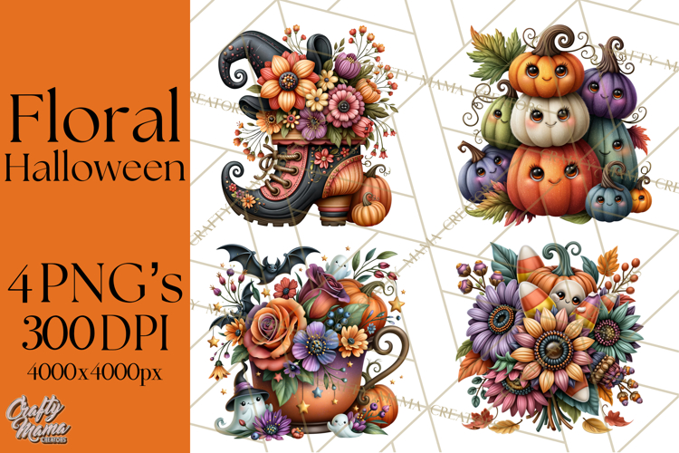 Halloween Floral Clipart PNG Spooky Flowers Images