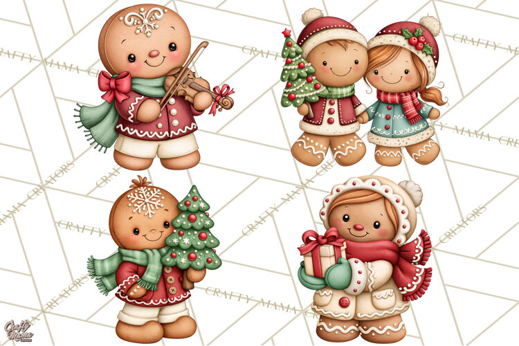 Downtown Gingerbread Town Characters Clipart PNG example image 1