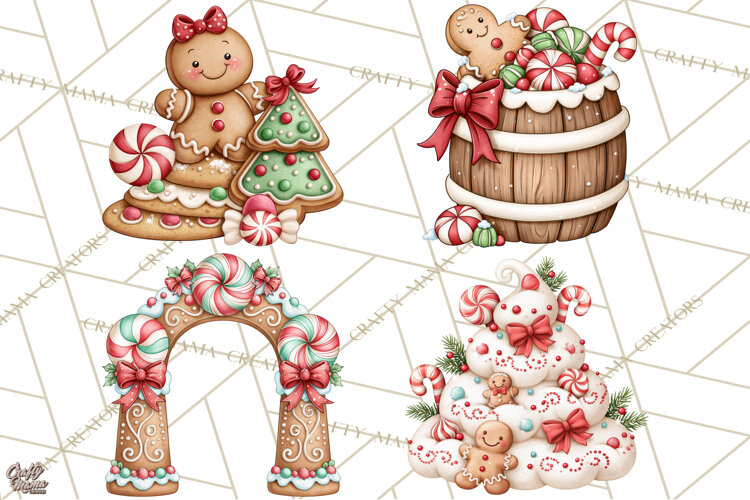 Downtown Gingerbread Town Accessories Clipart PNG example image 1