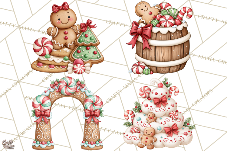 Downtown Gingerbread Town Accessories Clipart PNG