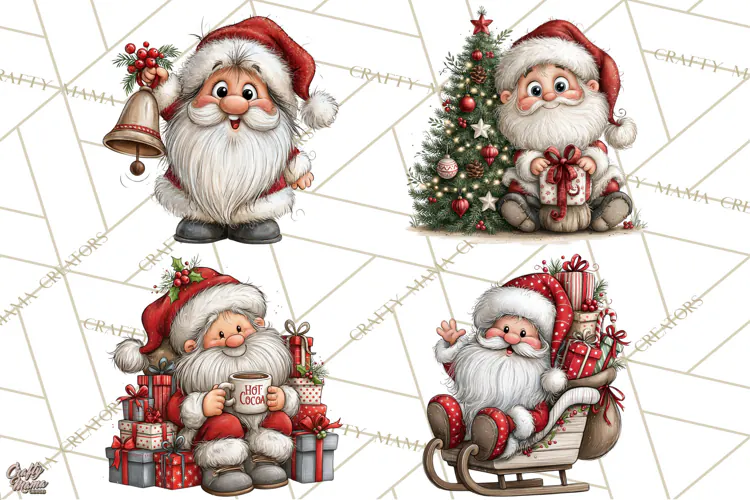 Santa Christmas Clipart, Cute Whimsical Santa PNG, Christmas