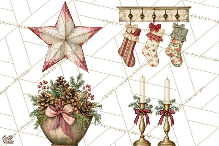Vintage Farmhouse Christmas Decor PNG example image 1