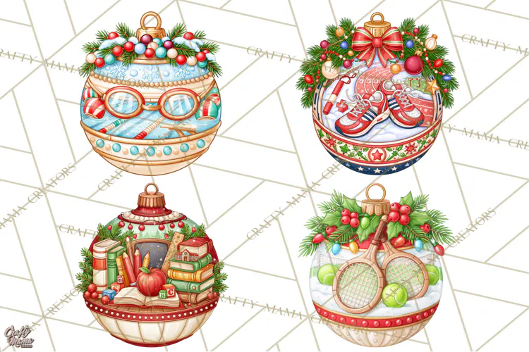Sports Occupation Christmas Ornaments PNG Clipartt