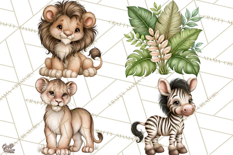Safari Clipart African Animals Watercolor PNG
